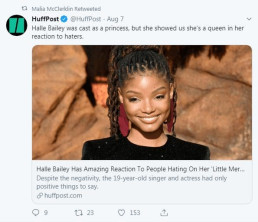 Malia tweet about Halle Bailey