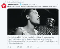 Malia tweet about Billie Holiday