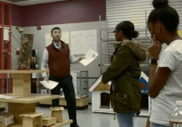 Teacher in class at Madison Park High School