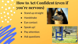 image of Power Point slide: how to act confident if you're nervous