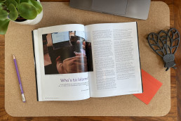 Aerial view of the Writing through the Distance magazine lying open on a desk